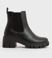New Look Black Block Heel Chunky Chelsea Boots
